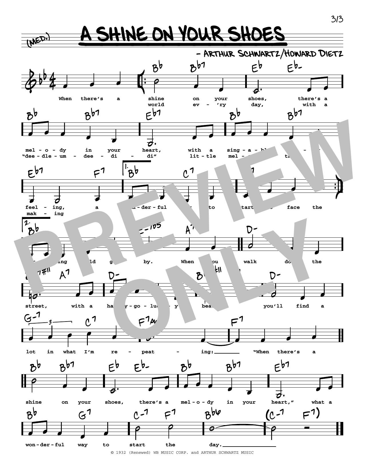 Arthur Schwartz A Shine On Your Shoes (Low Voice) sheet music notes printable PDF score