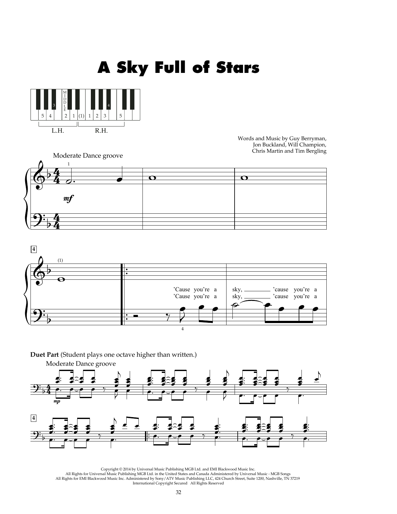 Download Coldplay A Sky Full Of Stars Sheet Music