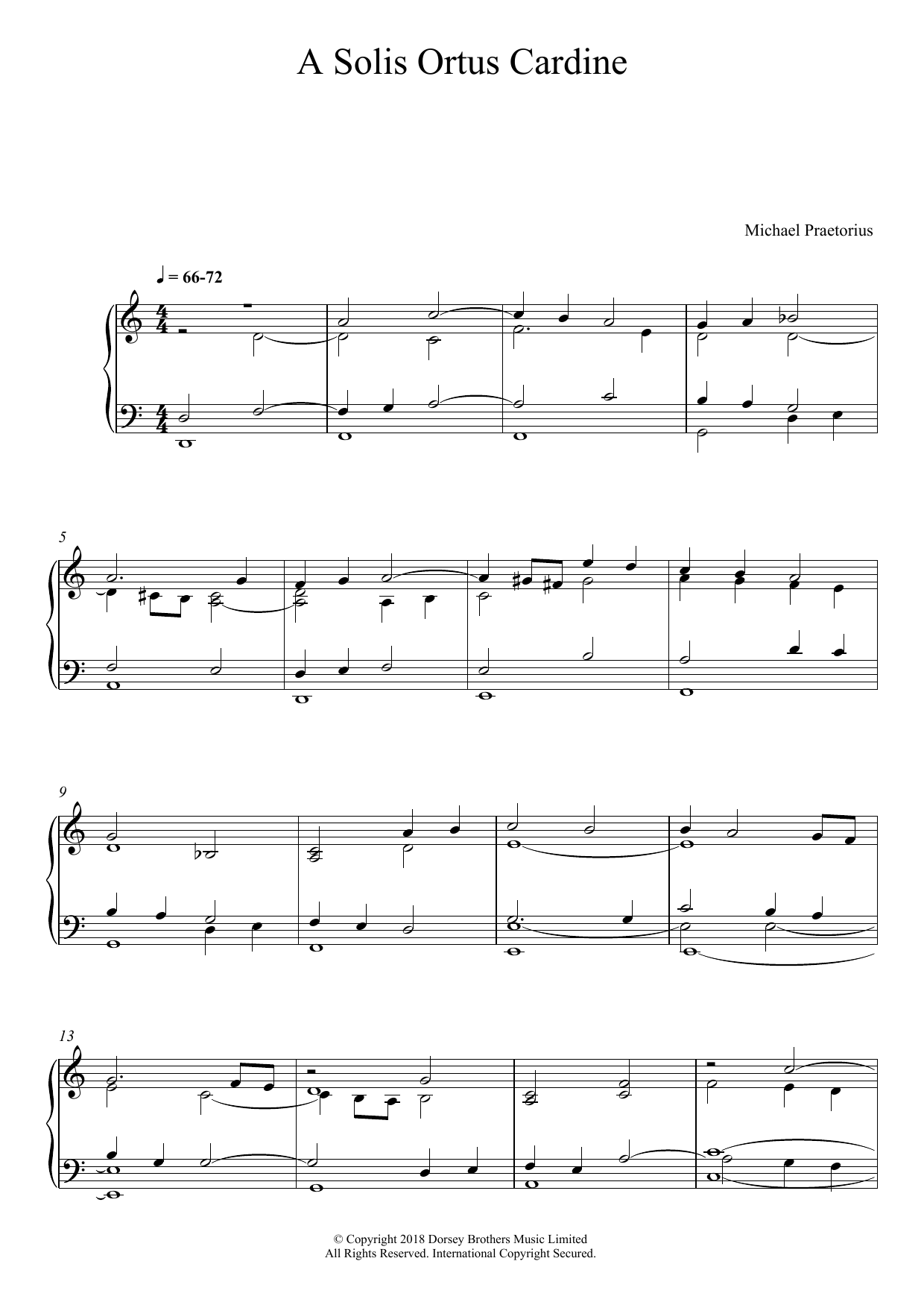 Download Michael Praetorius A Solis Ortus Cardine Sheet Music