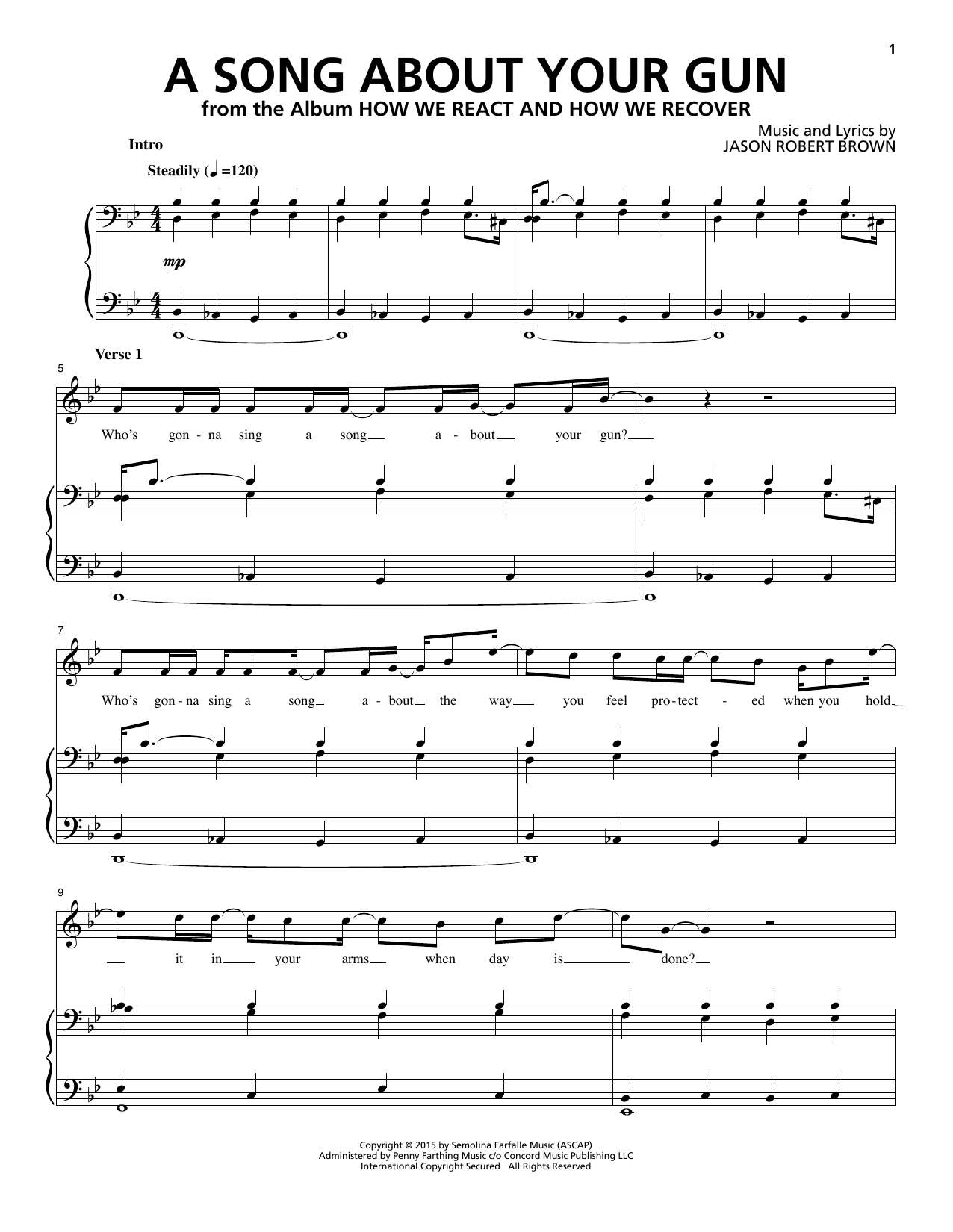 Download Jason Robert Brown A Song About Your Gun (from How We Reac Sheet Music