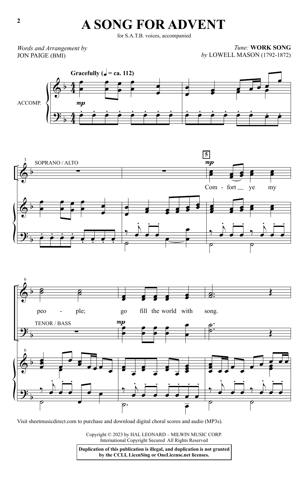 Download Jon Paige A Song For Advent Sheet Music