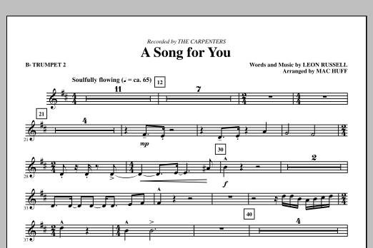 Download Carpenters A Song For You (arr. Mac Huff) - Bb Tru Sheet Music