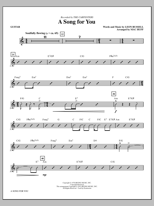 Download Carpenters A Song For You (arr. Mac Huff) - Guitar Sheet Music