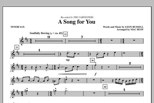 Download Carpenters A Song For You (arr. Mac Huff) - Tenor Sheet Music