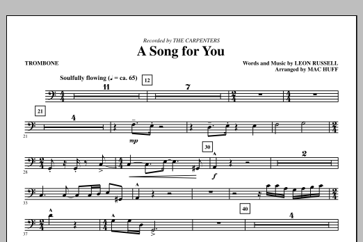 Download Carpenters A Song For You (arr. Mac Huff) - Trombo Sheet Music