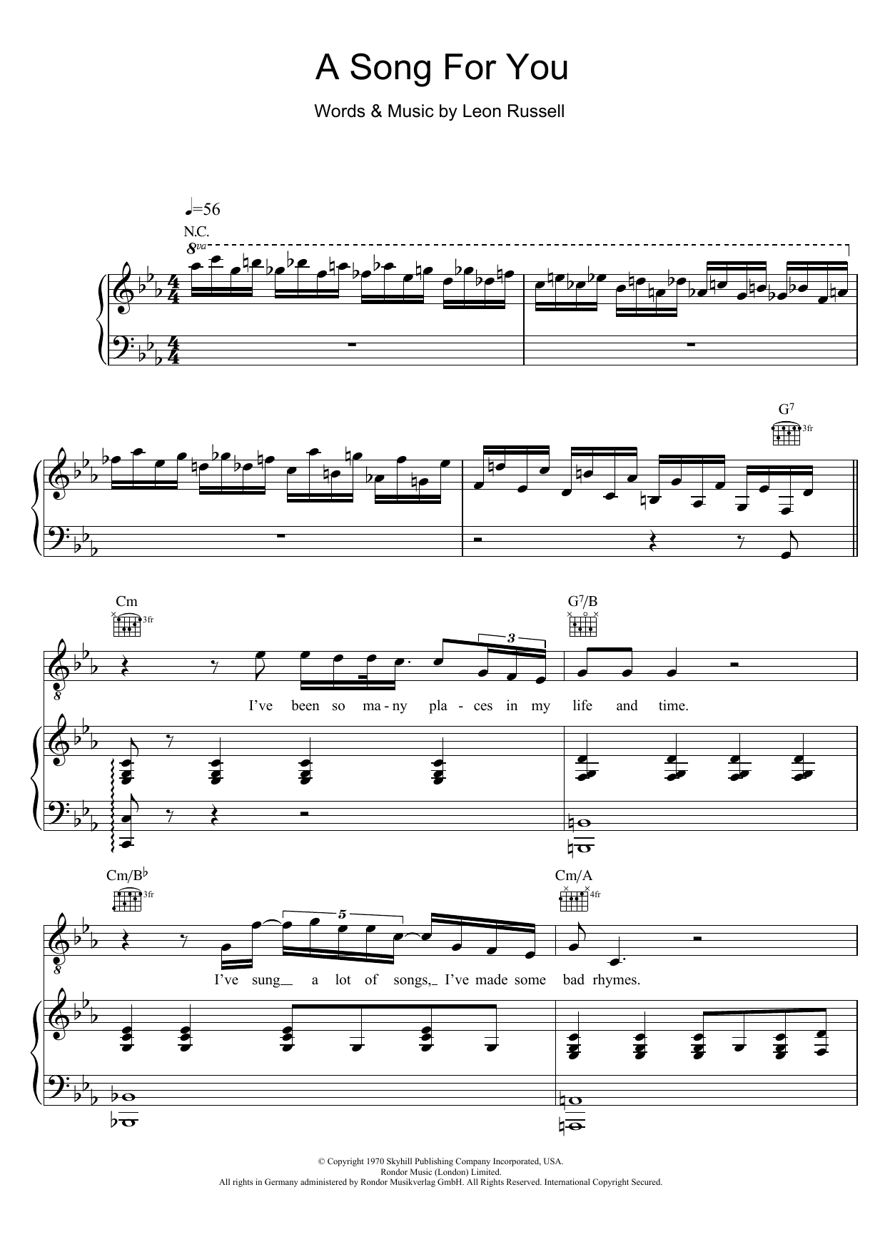 Download Ray Charles A Song For You Sheet Music