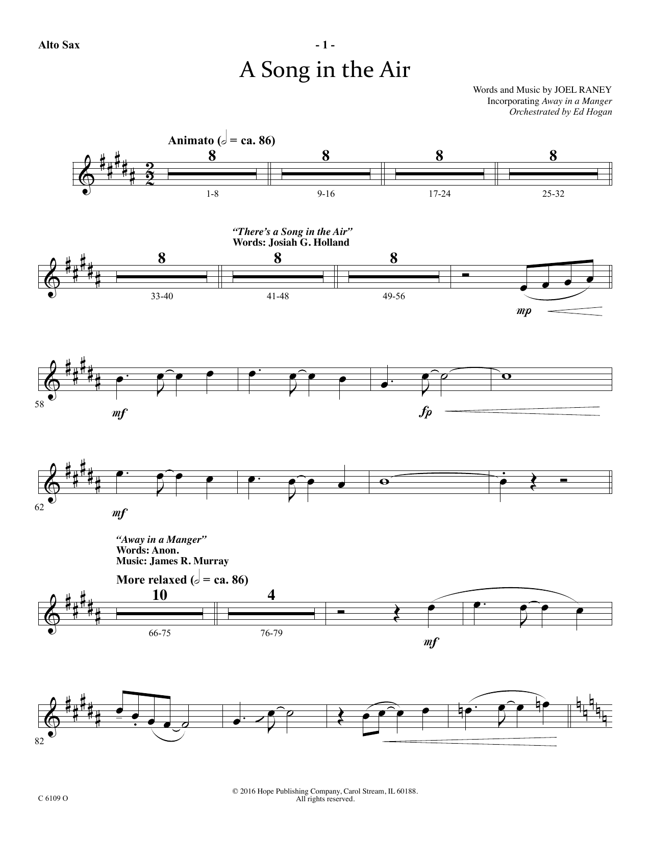 Download Ed Hogan A Song In The Air - Alto Sax Sheet Music