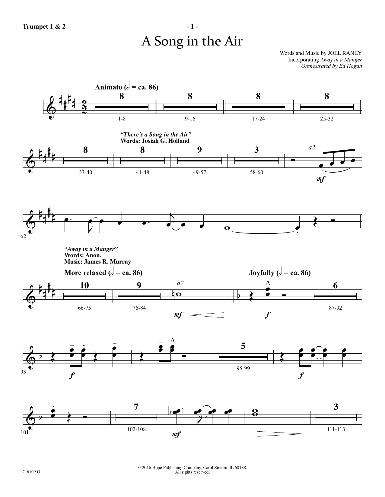 Download Ed Hogan A Song In The Air - Bb Trumpet 1 & 2 Sheet Music