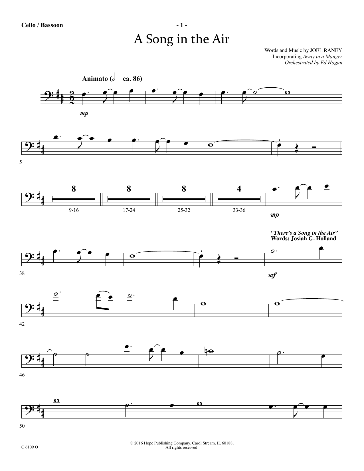 Download Ed Hogan A Song In The Air - Cello/Bassoon Sheet Music