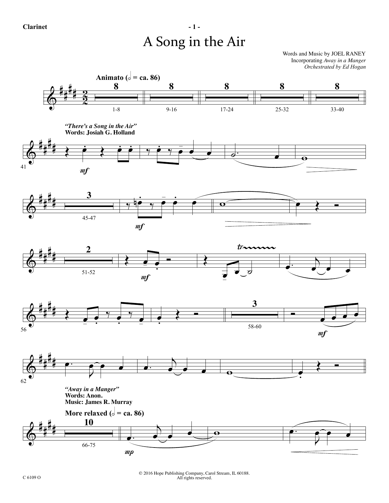 Download Ed Hogan A Song In The Air - Clarinet Sheet Music