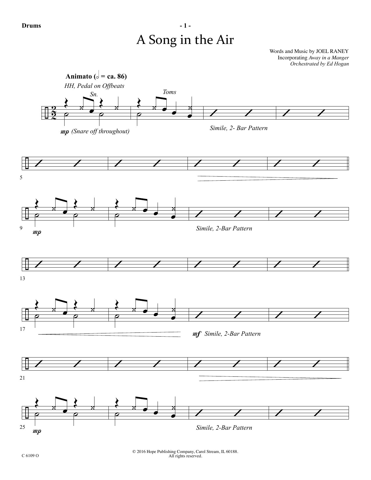 Download Ed Hogan A Song In The Air - Drums Sheet Music