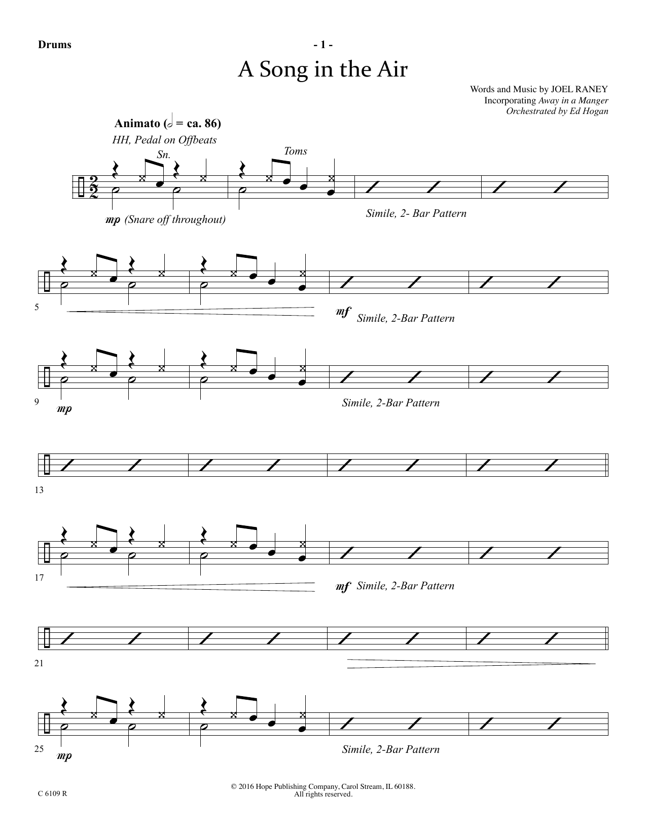Download Joel Raney A Song In The Air - Drums Sheet Music