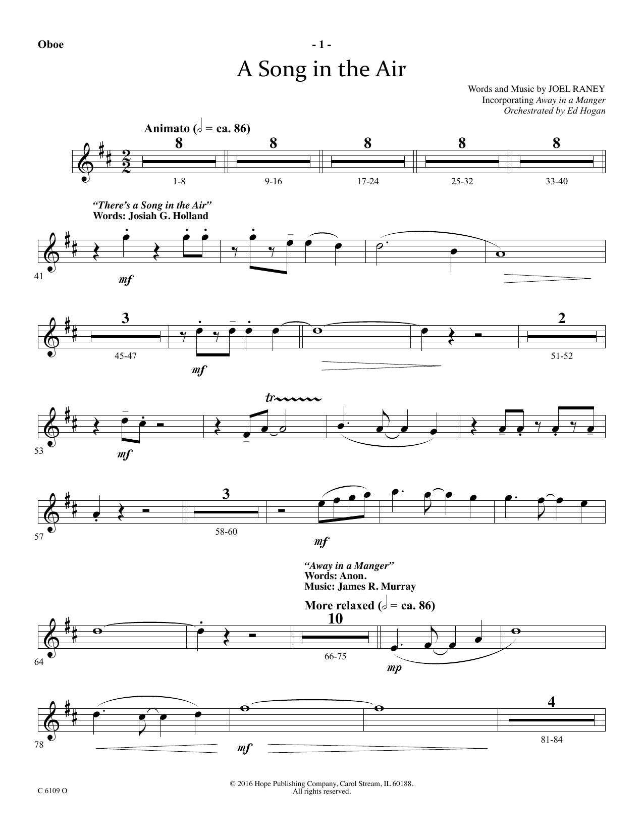 Download Ed Hogan A Song In The Air - Oboe Sheet Music