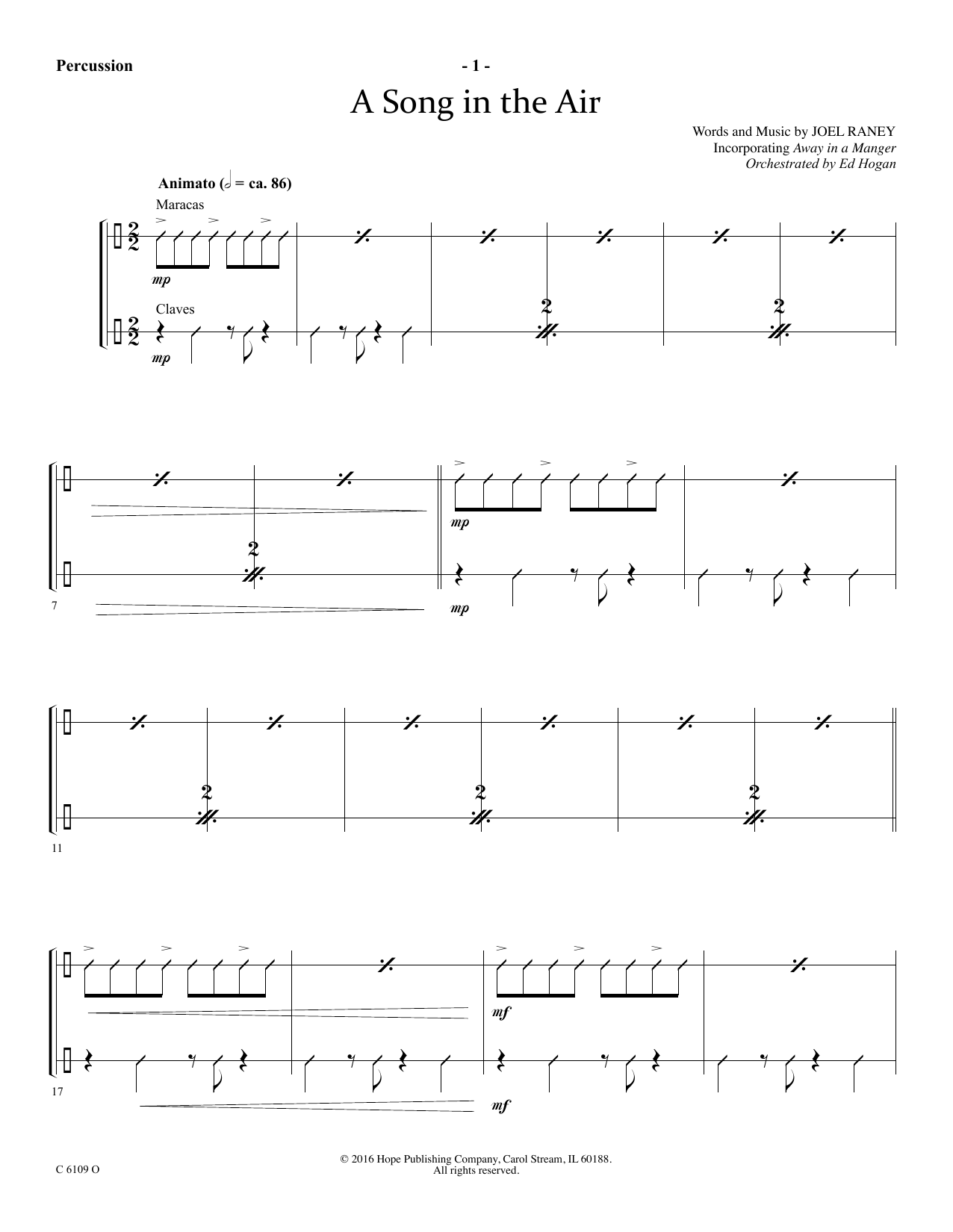 Download Ed Hogan A Song In The Air - Percussion Sheet Music