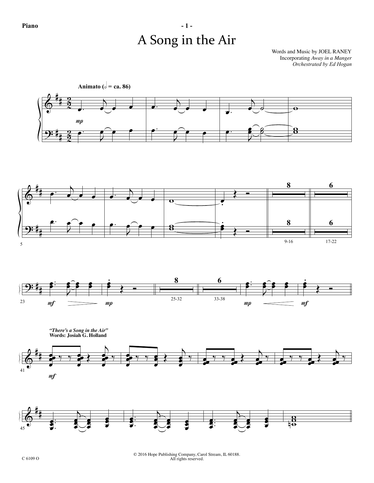 Download Ed Hogan A Song In The Air - Piano Sheet Music