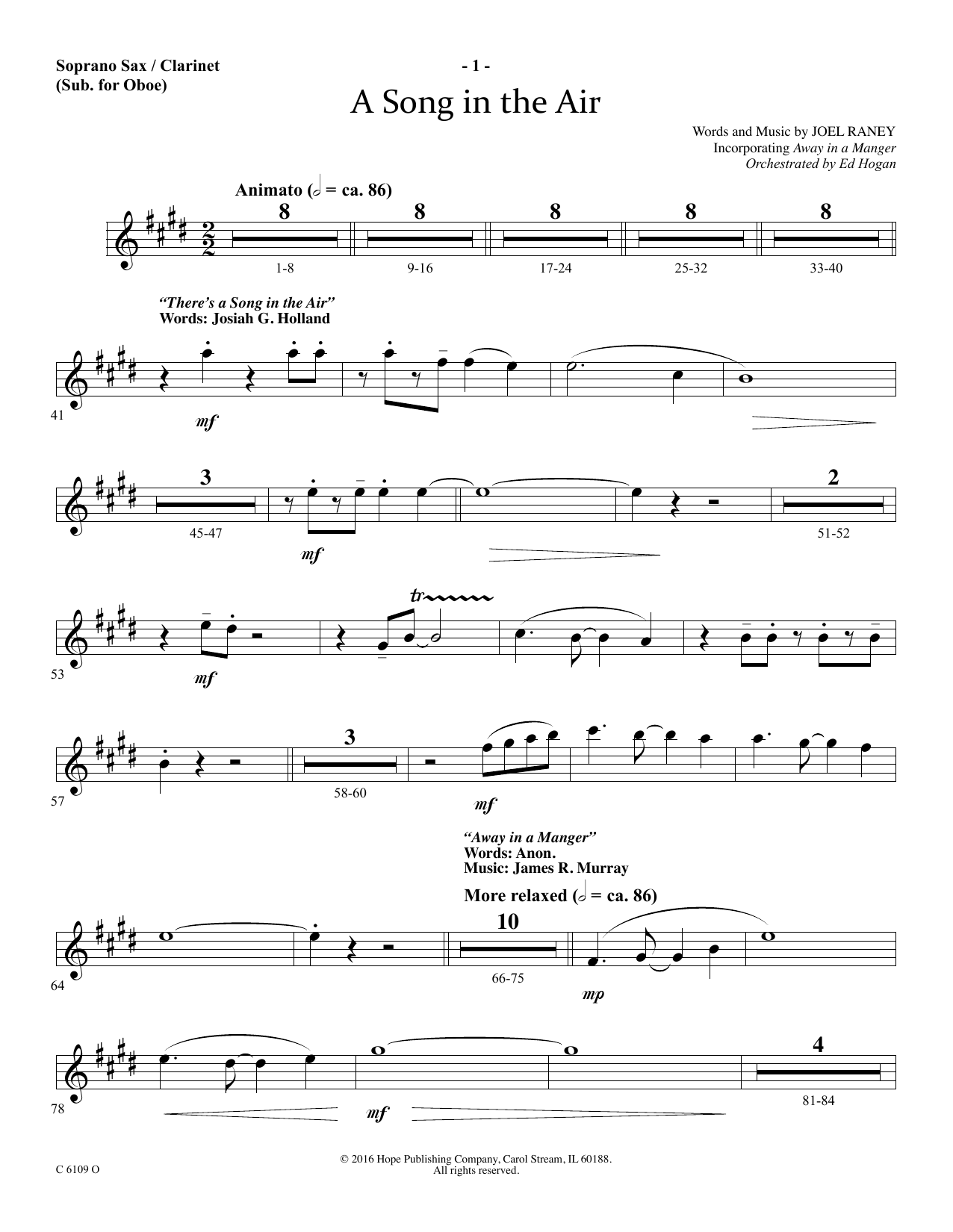 Download Ed Hogan A Song In The Air - Soprano Sax/Clarine Sheet Music