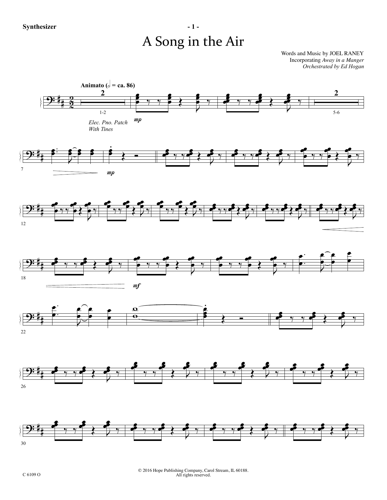 Download Ed Hogan A Song In The Air - Synthesizer Sheet Music