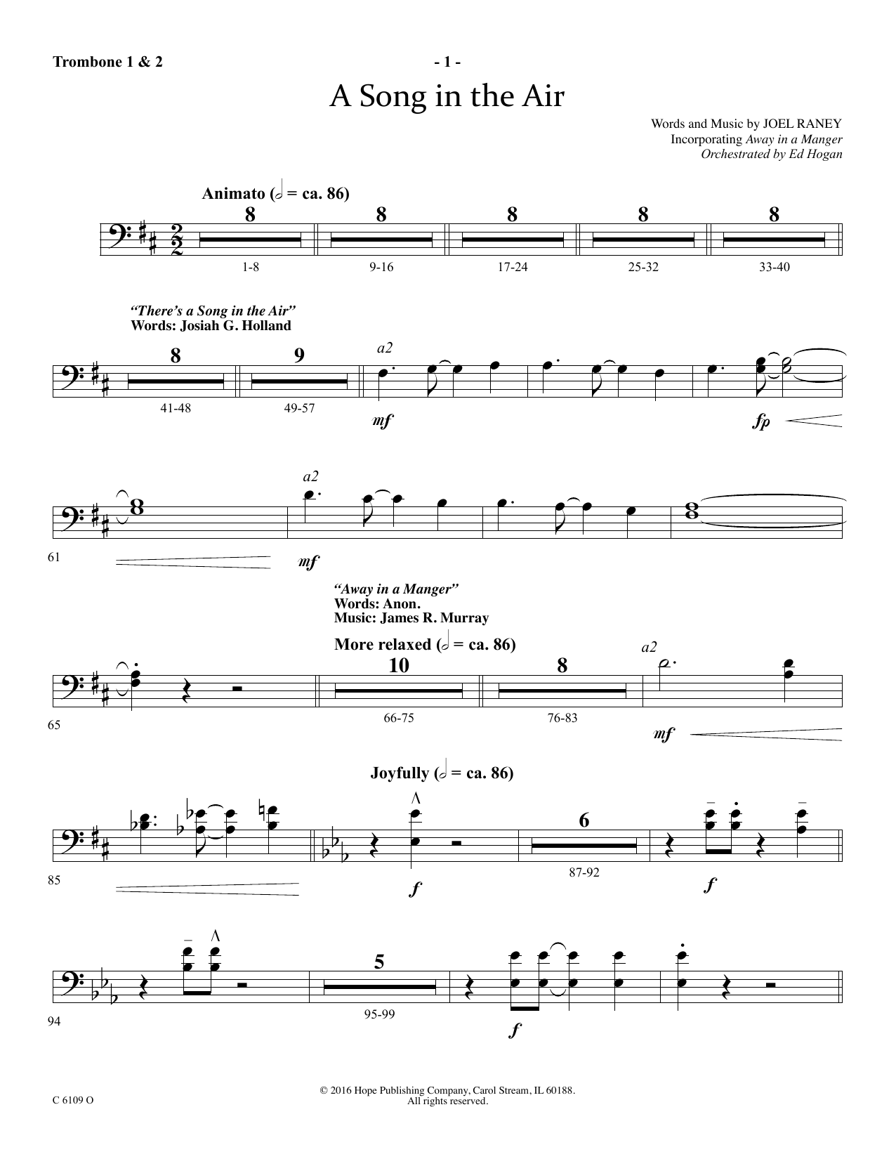 Download Ed Hogan A Song In The Air - Trombone 1 & 2 Sheet Music