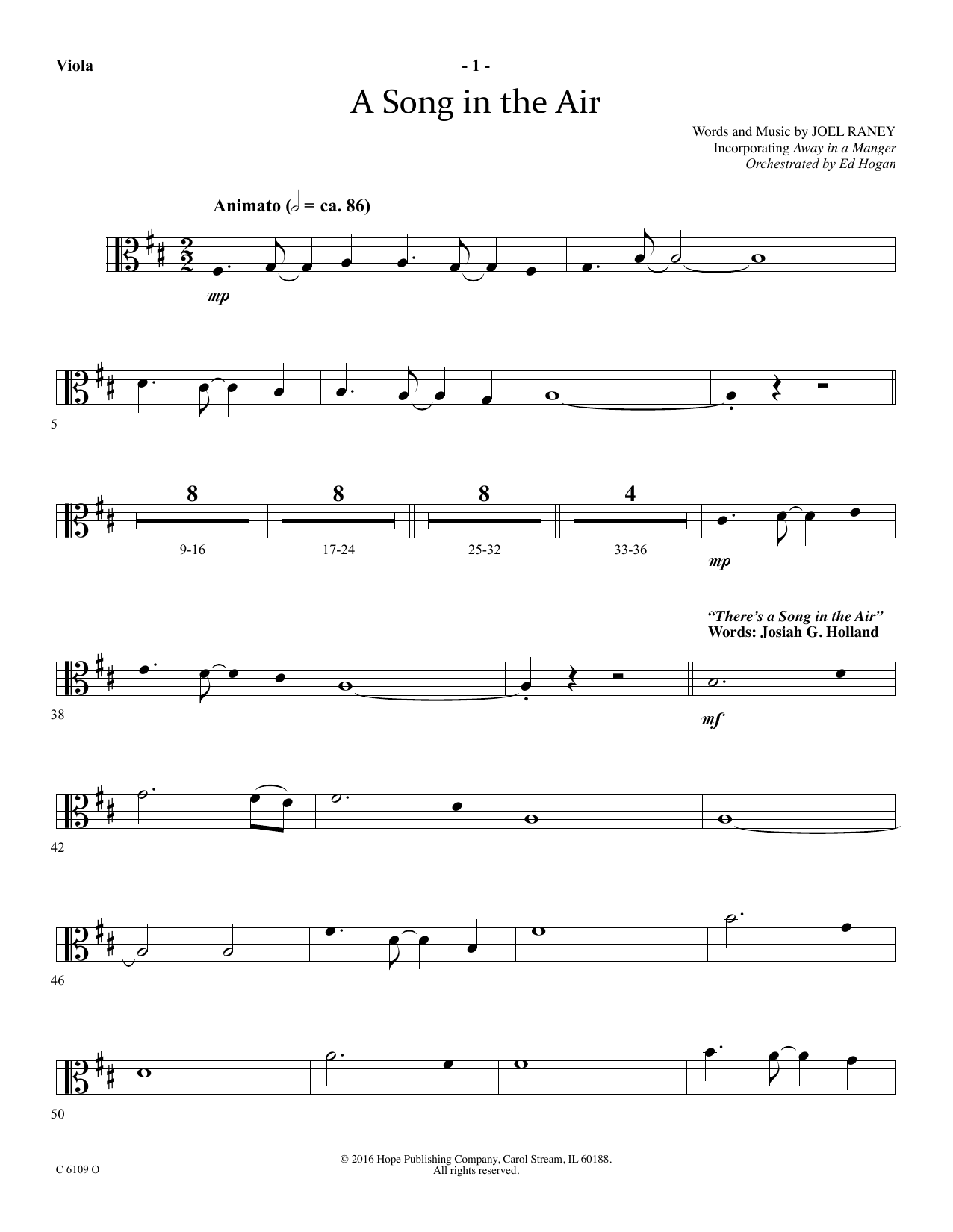 Download Ed Hogan A Song In The Air - Viola Sheet Music