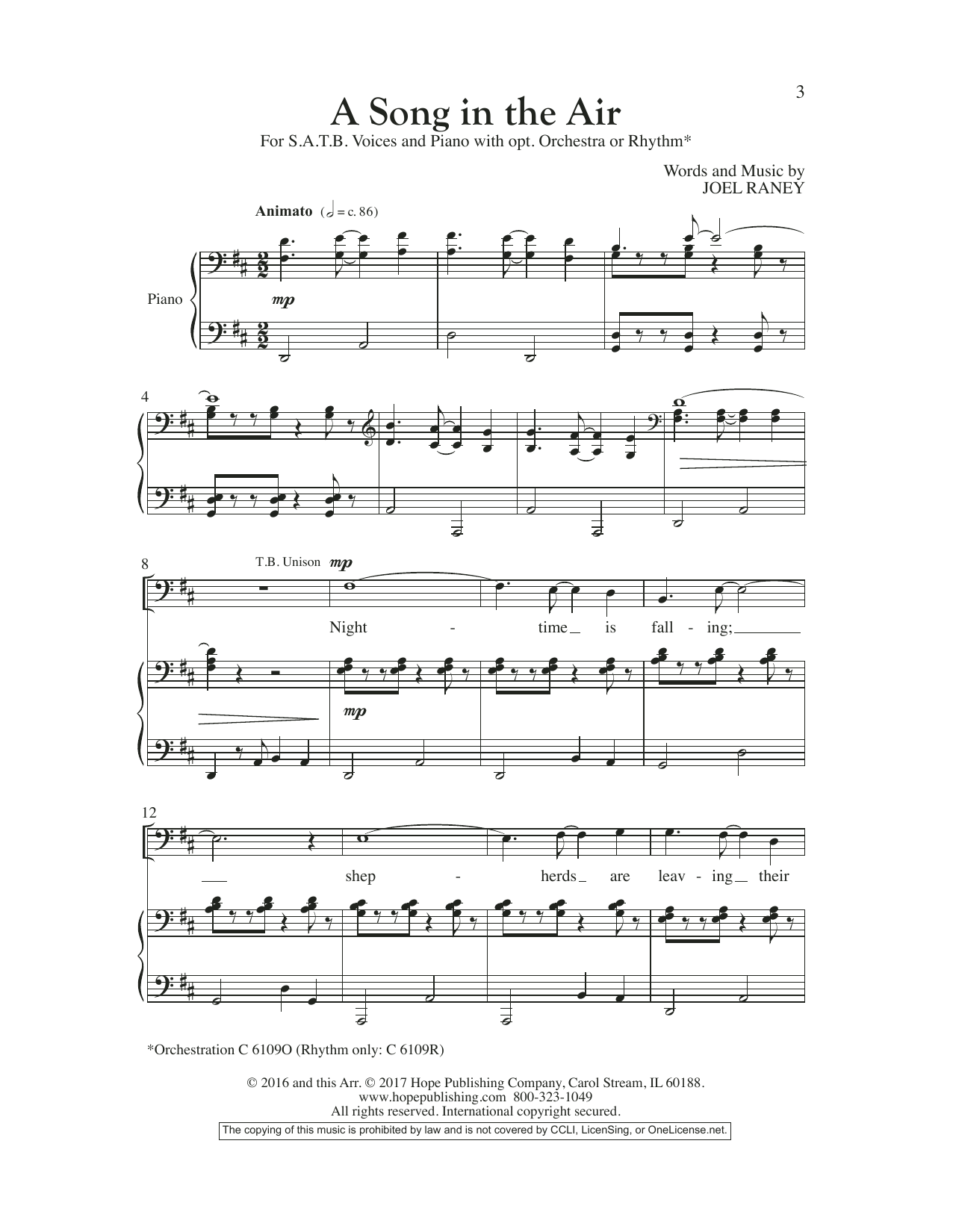 Download Joel Raney A Song In The Air Sheet Music