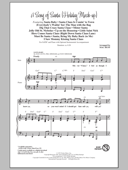 Download Mac Huff A Song Of Santa (Medley) Sheet Music