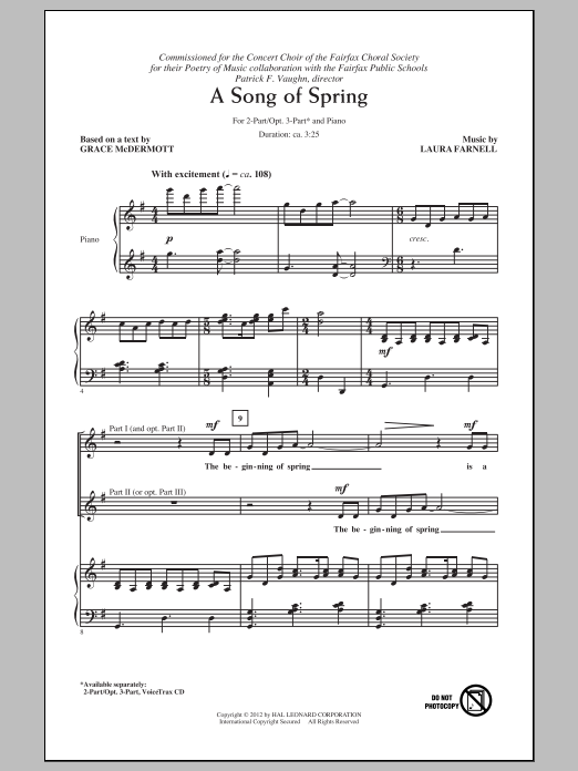 Download Laura Farnell A Song Of Spring Sheet Music