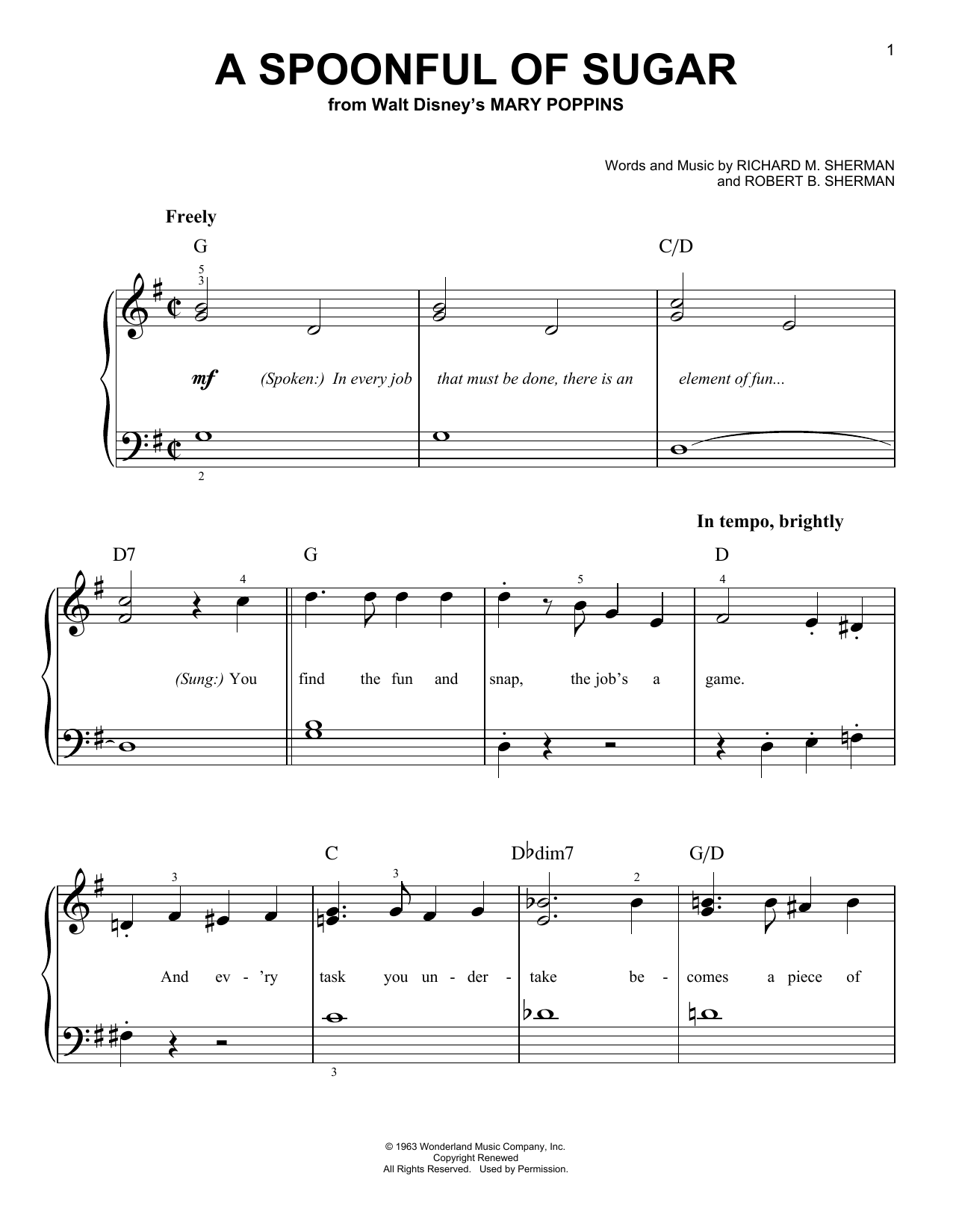 Download Sherman Brothers A Spoonful Of Sugar Sheet Music