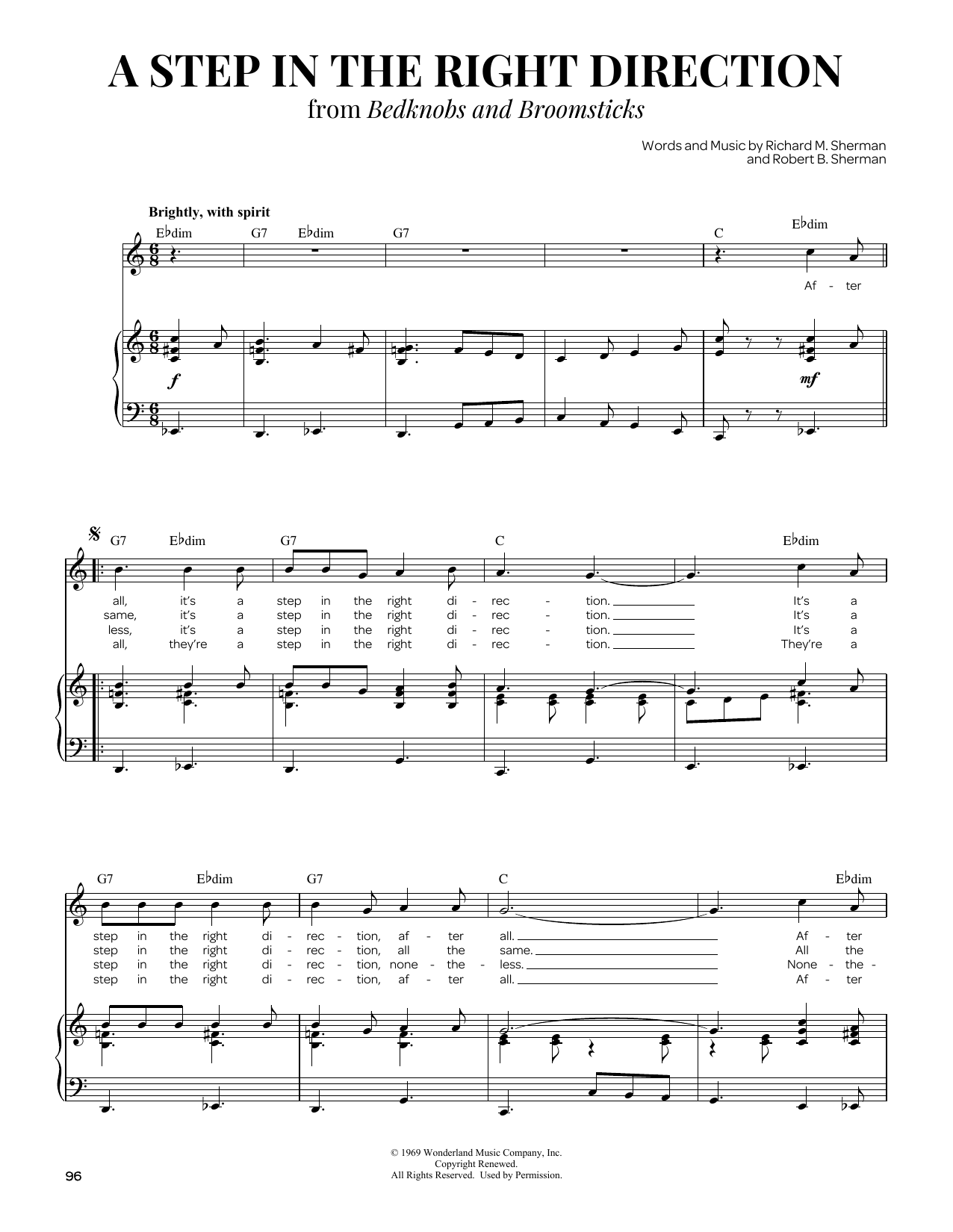 Download Sherman Brothers A Step In The Right Direction Sheet Music