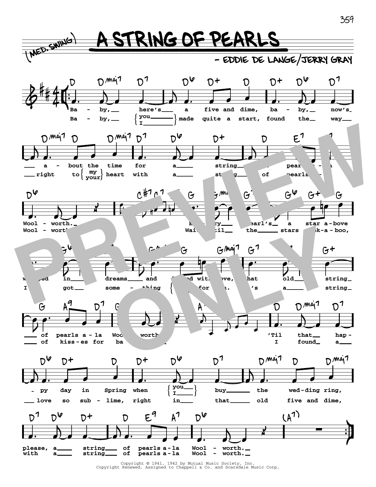 Download Eddie De Lange A String Of Pearls (High Voice) Sheet Music