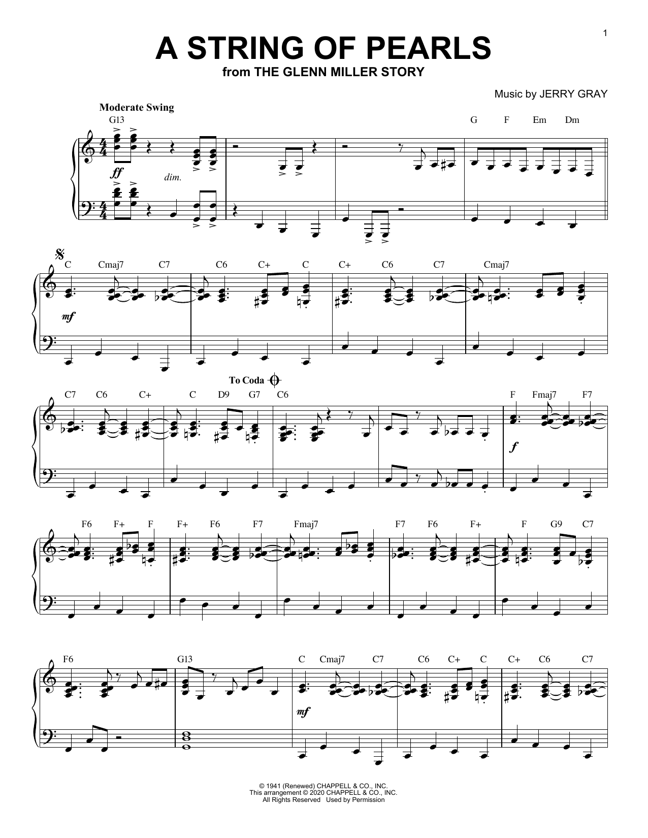 Download Eddie De Lange A String Of Pearls [Jazz version] (from Sheet Music