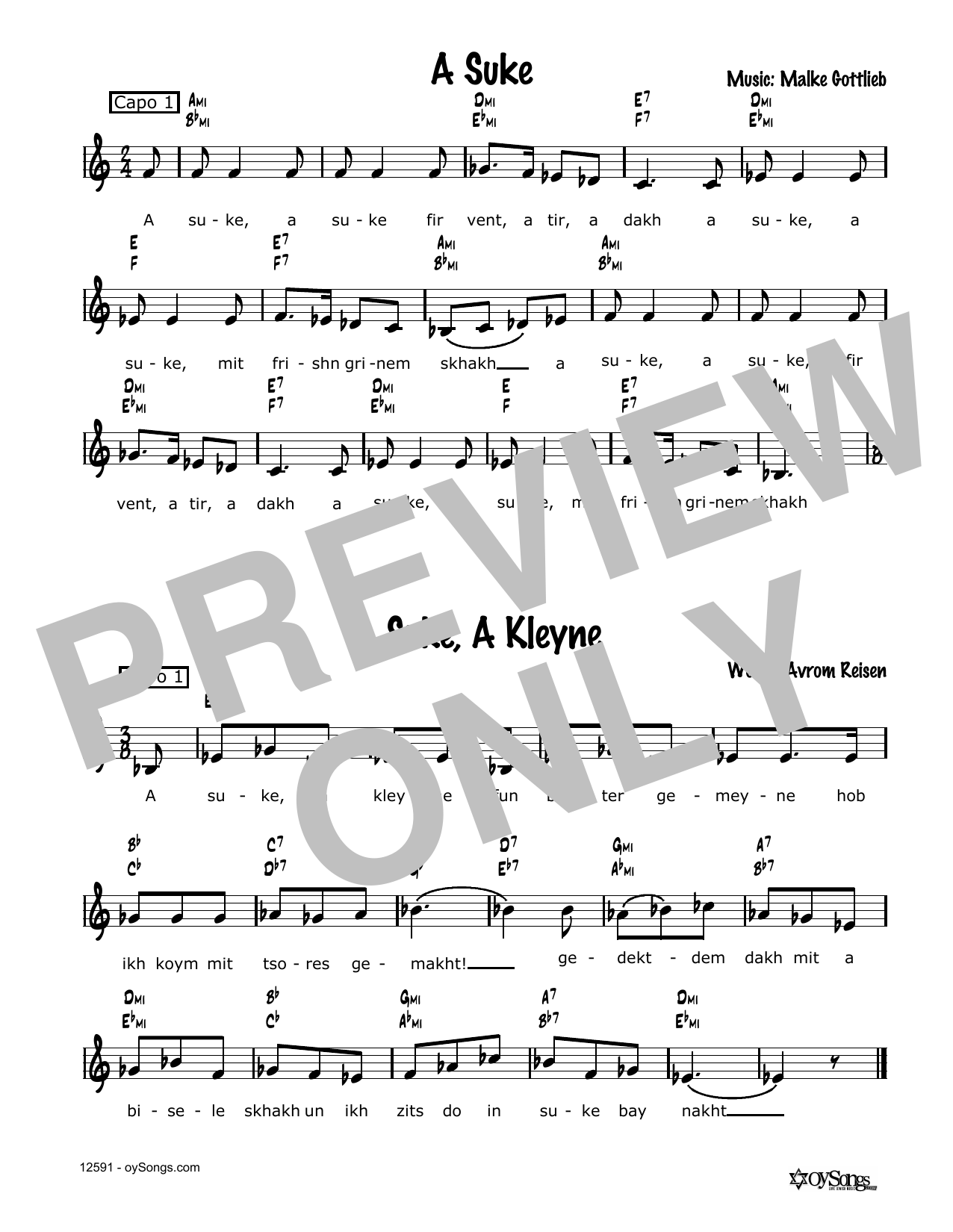 Download Avrom Reisen A Suke, A Kleyne Sheet Music
