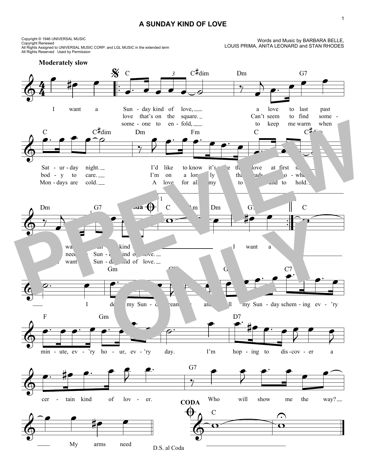 Download Reba McEntire A Sunday Kind Of Love Sheet Music
