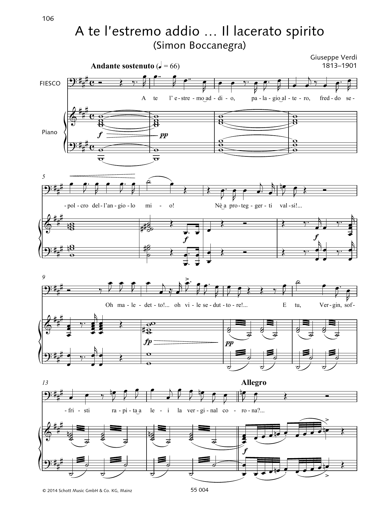 Download Giuseppe Verdi A te l'estremo addio... Il lacerato spi Sheet Music