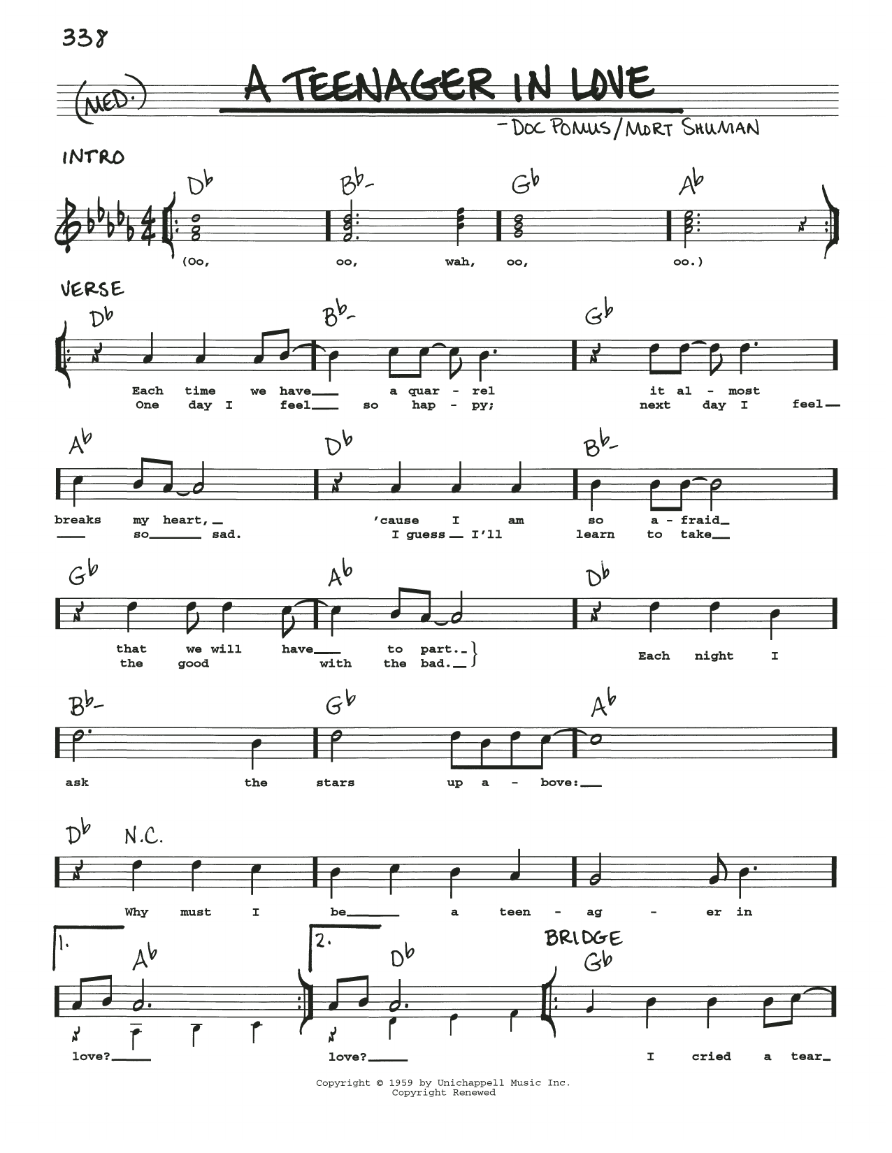 Download Various A Teenager In Love Sheet Music