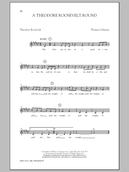 Download Thomas Cabaniss A Theodore Roosevelt Round Sheet Music