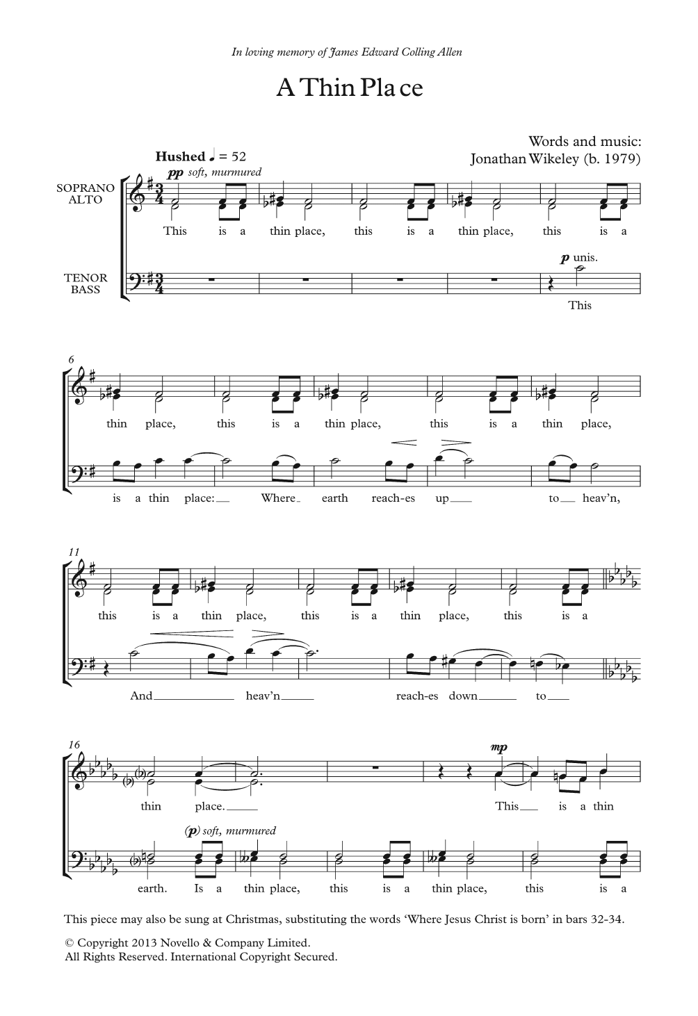Download Jonathan Wikeley A Thin Place Sheet Music