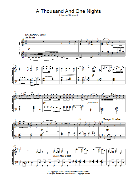 Download Johann Strauss II A Thousand And One Nights Sheet Music