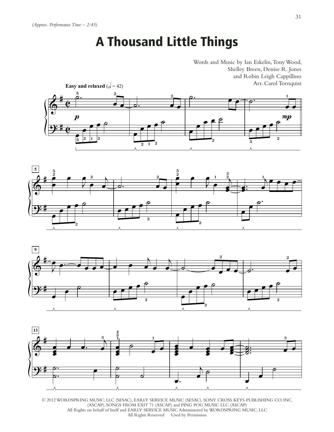 Download Point Of Grace A Thousand Little Things Sheet Music