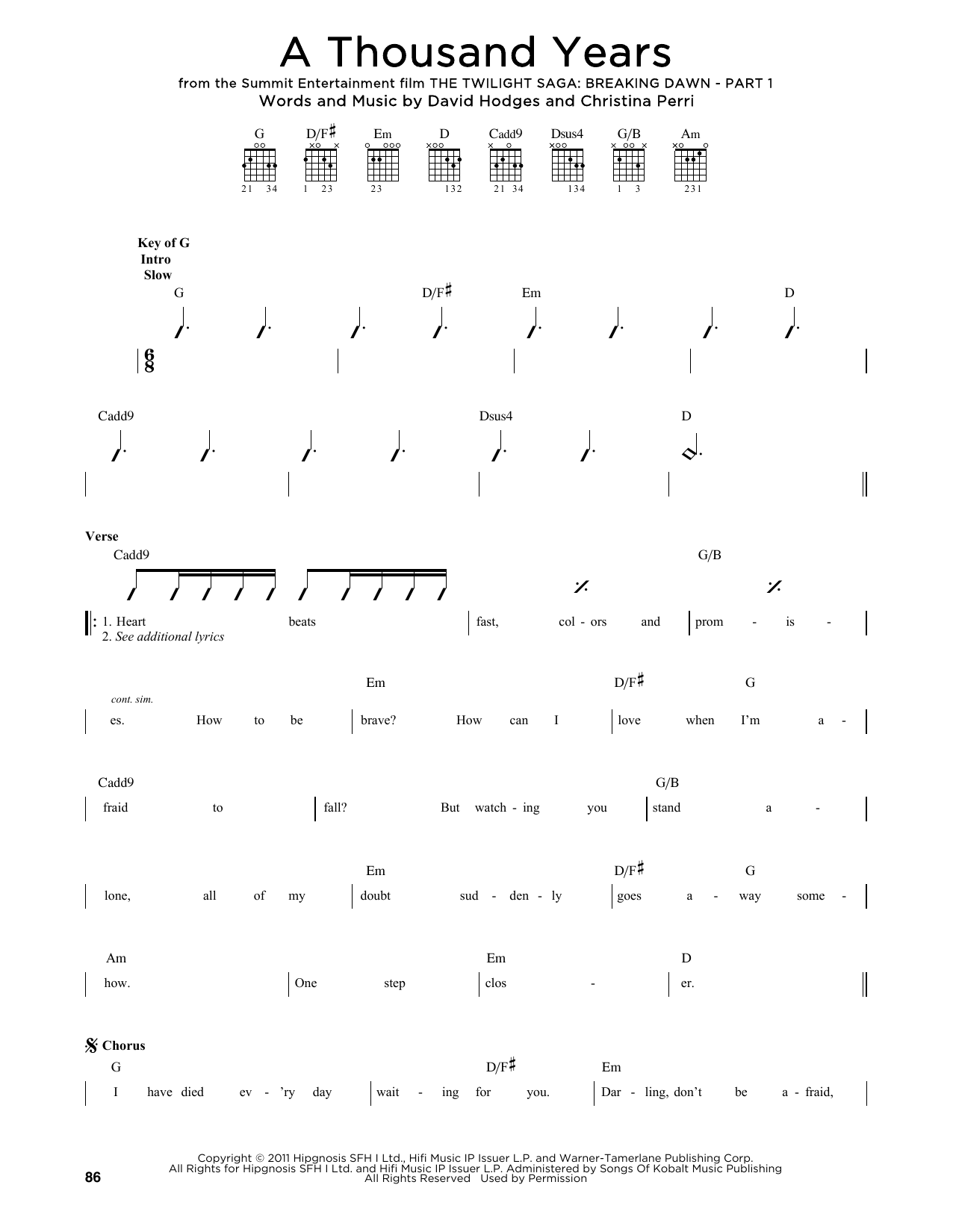 Christina Perri A Thousand Years sheet music notes printable PDF score