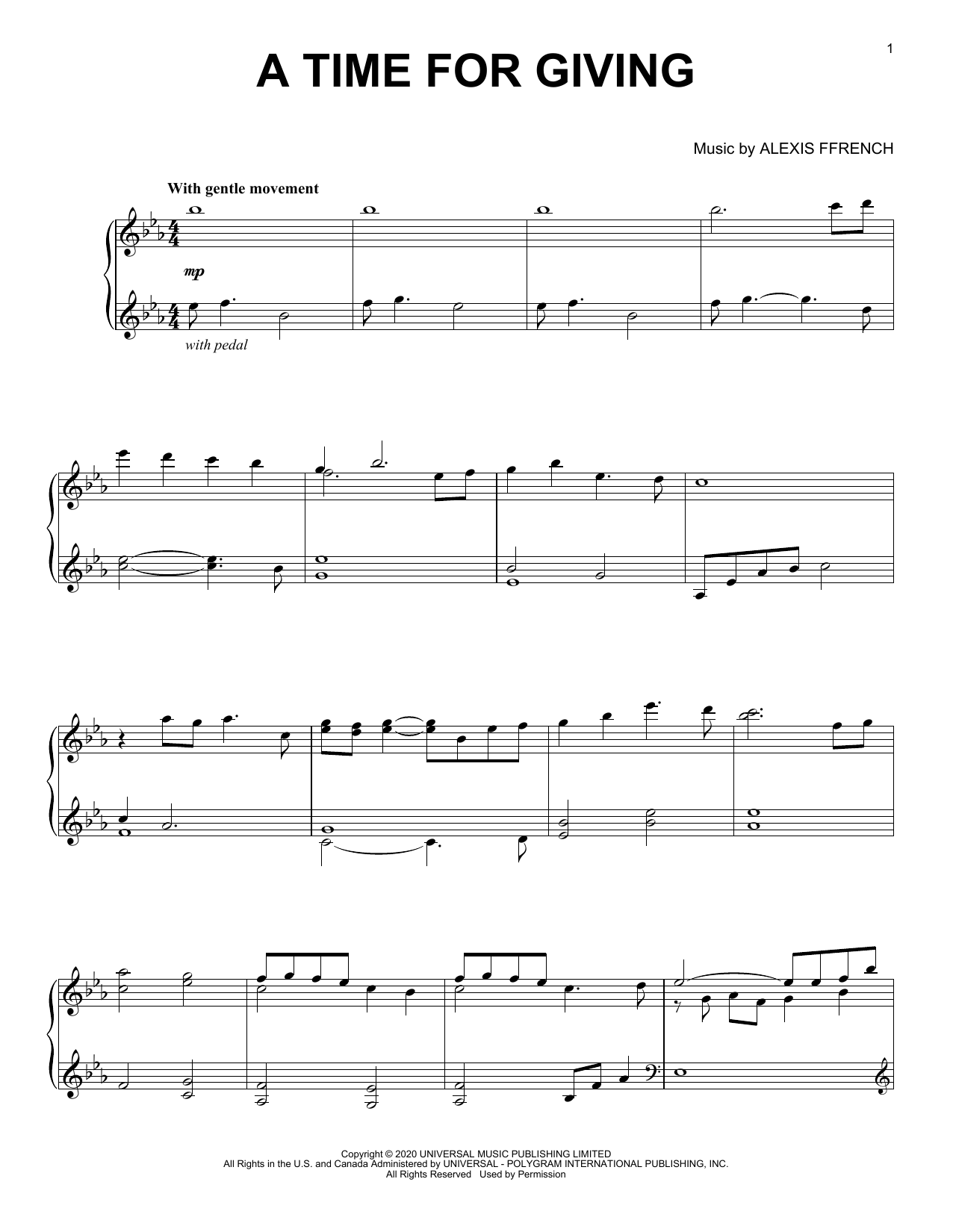 Download Alexis Ffrench A Time For Giving Sheet Music