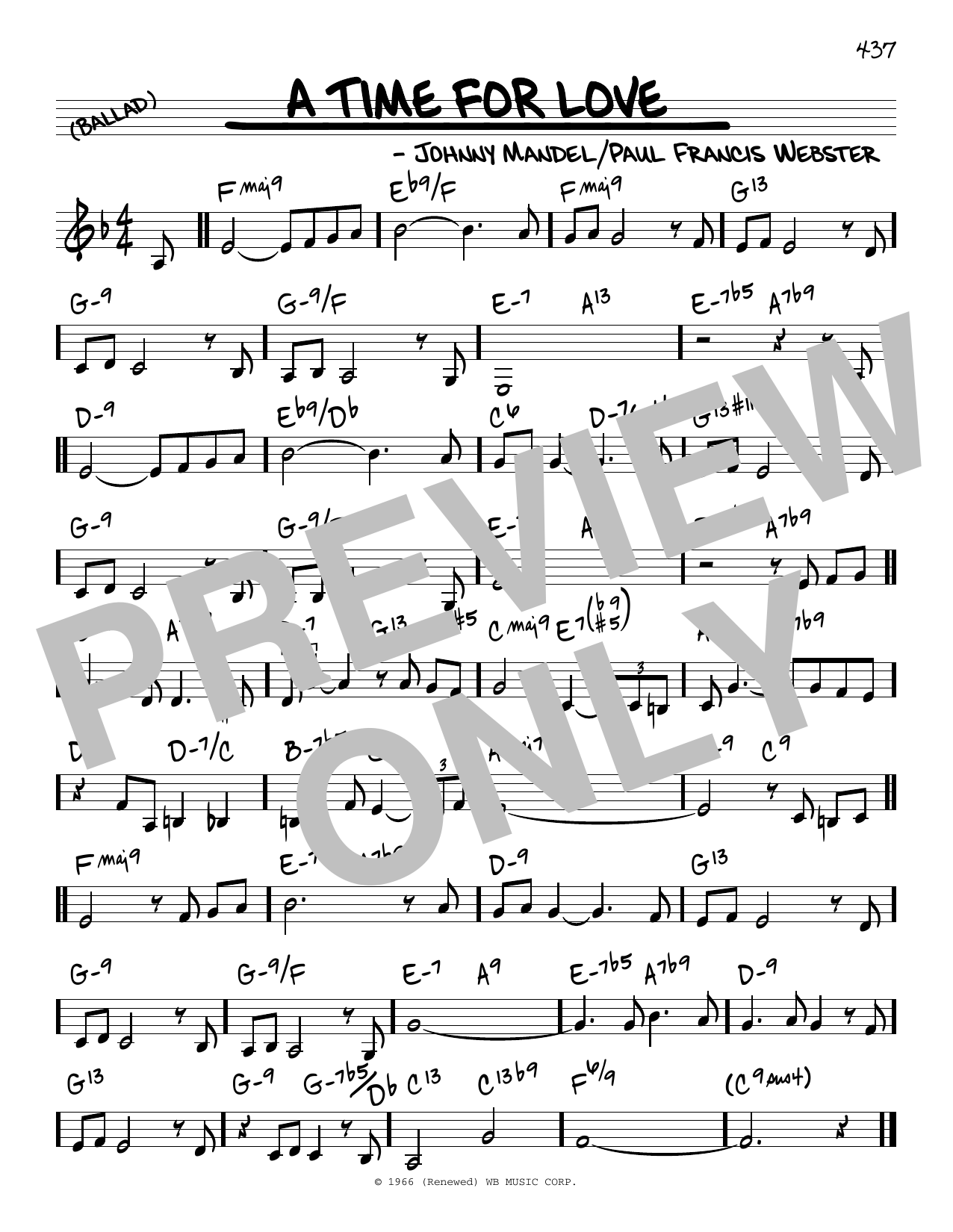 Download Johnny Mandel and Paul Francis Webst A Time For Love Sheet Music