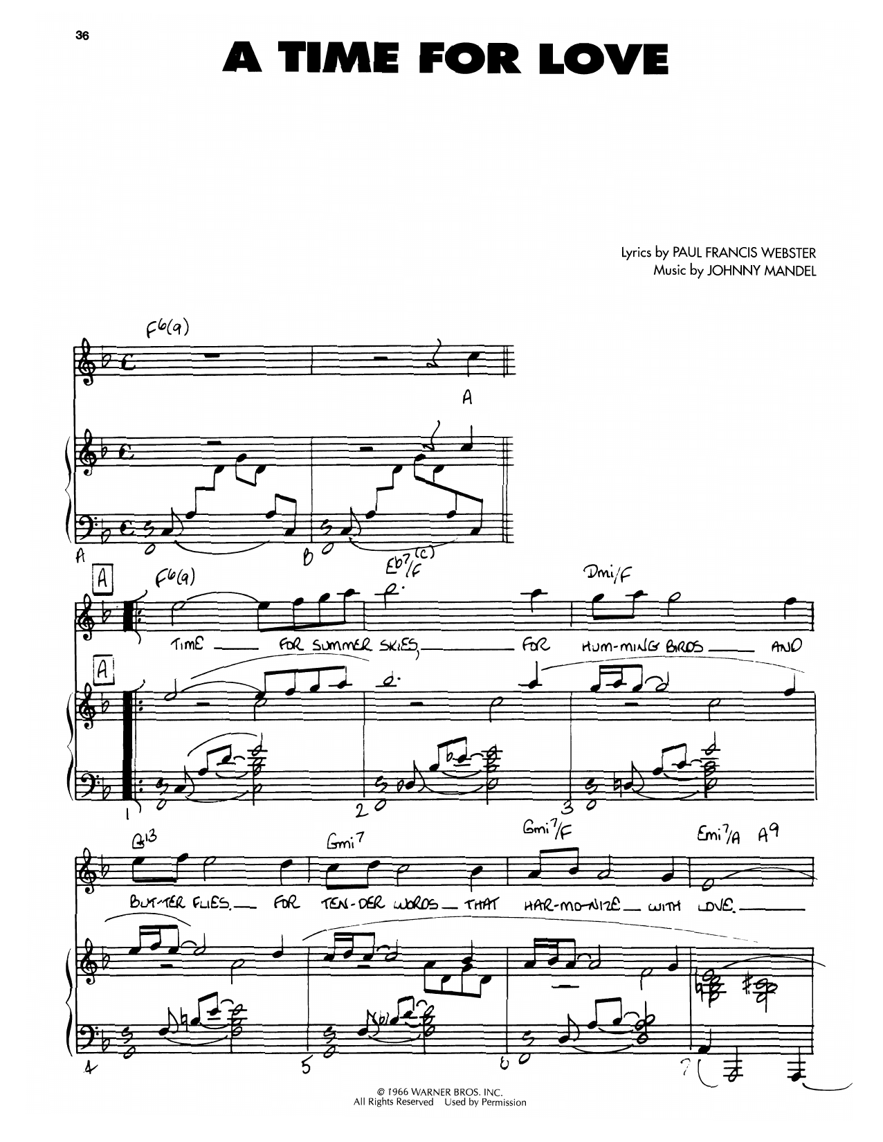 Download Johnny Mandel A Time For Love Sheet Music
