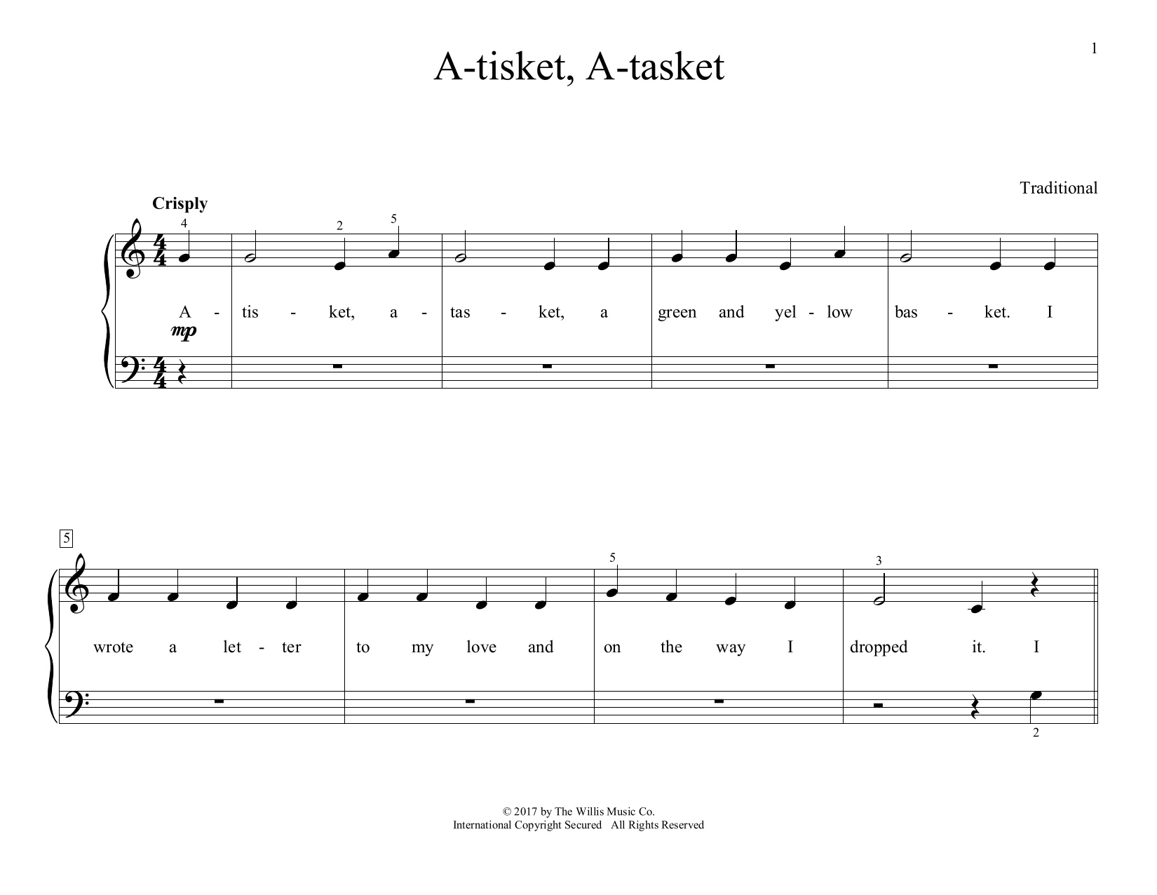 Download Traditional A-tisket, A-tasket (arr. Christopher Hu Sheet Music