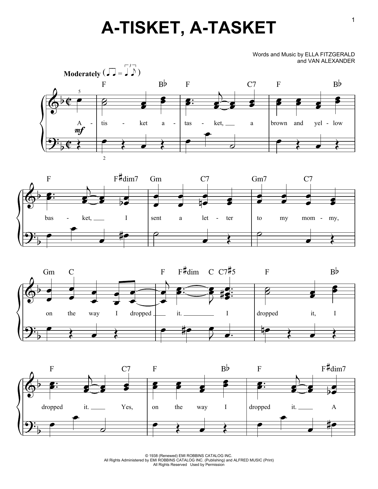 Download Ella Fitzgerald A-Tisket, A-Tasket Sheet Music