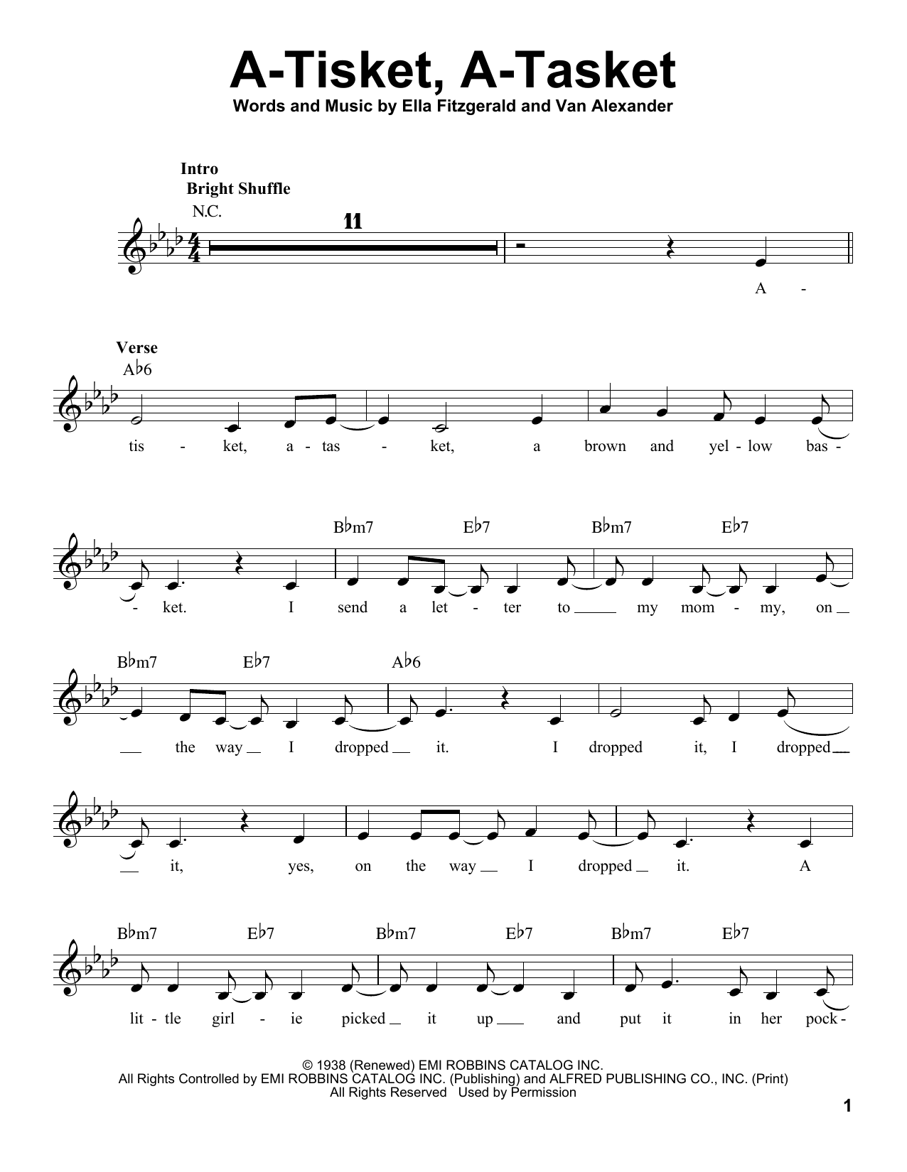 Download Ella Fitzgerald A-Tisket, A-Tasket Sheet Music