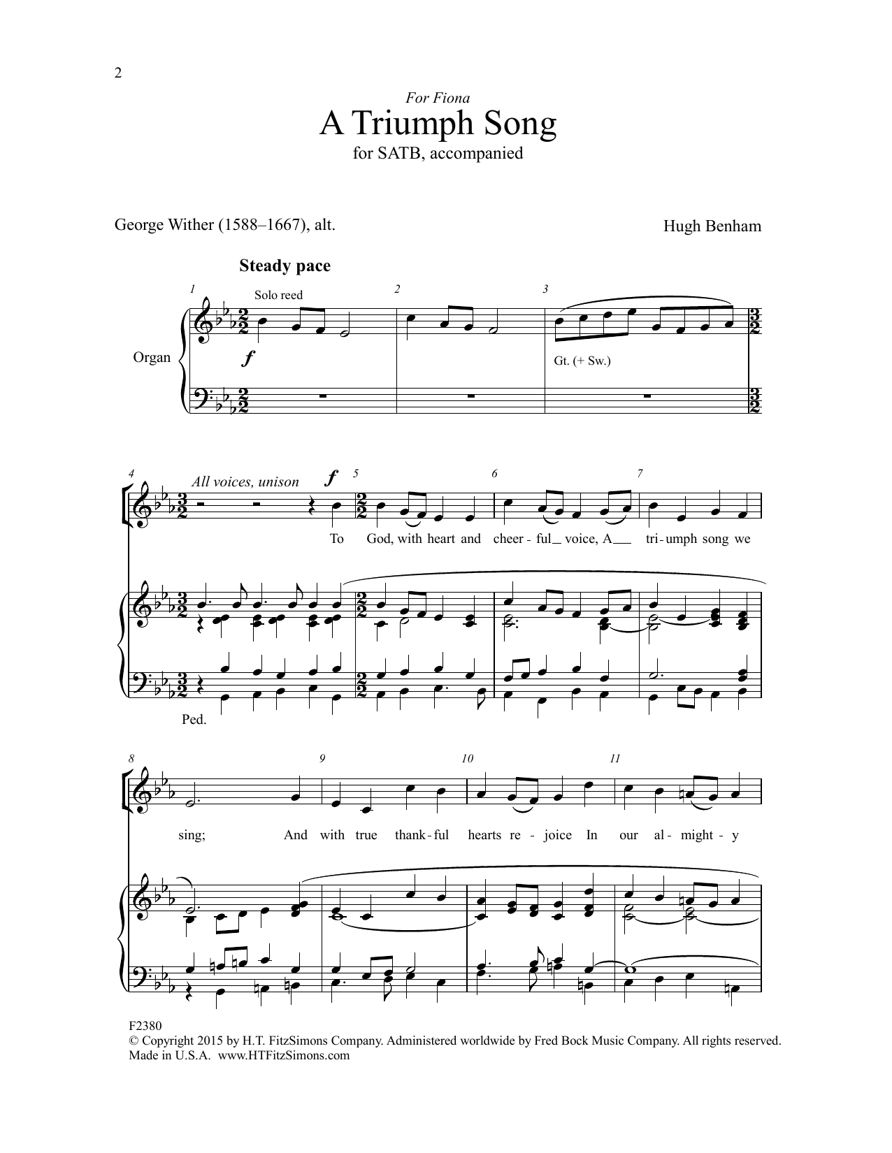 Download Hugh Benham A Triumph Song Sheet Music