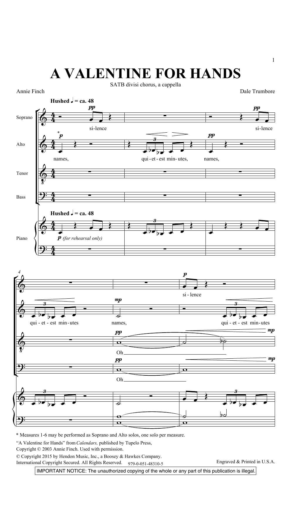 Download Dale Trumbore A Valentine For Hands Sheet Music