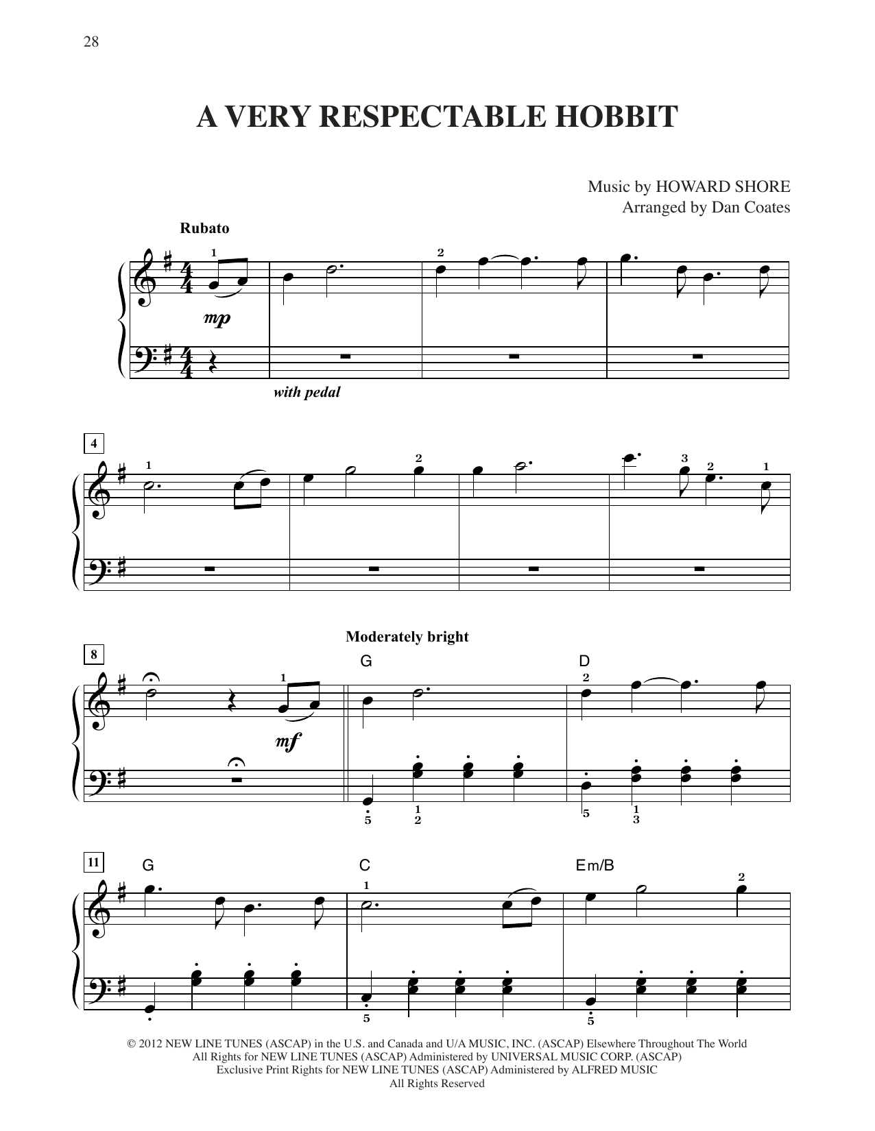 Download Howard Shore A Very Respectable Hobbit (from The Hob Sheet Music