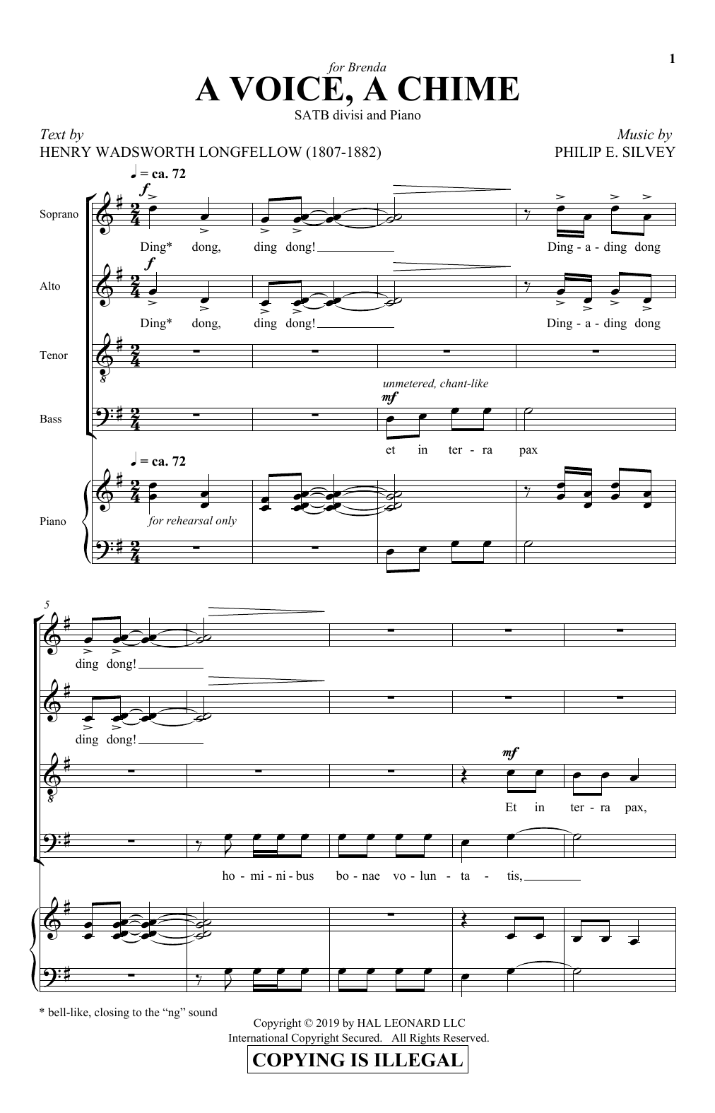 Download Henry Wadsworth Longfellow and Phili A Voice, A Chime Sheet Music