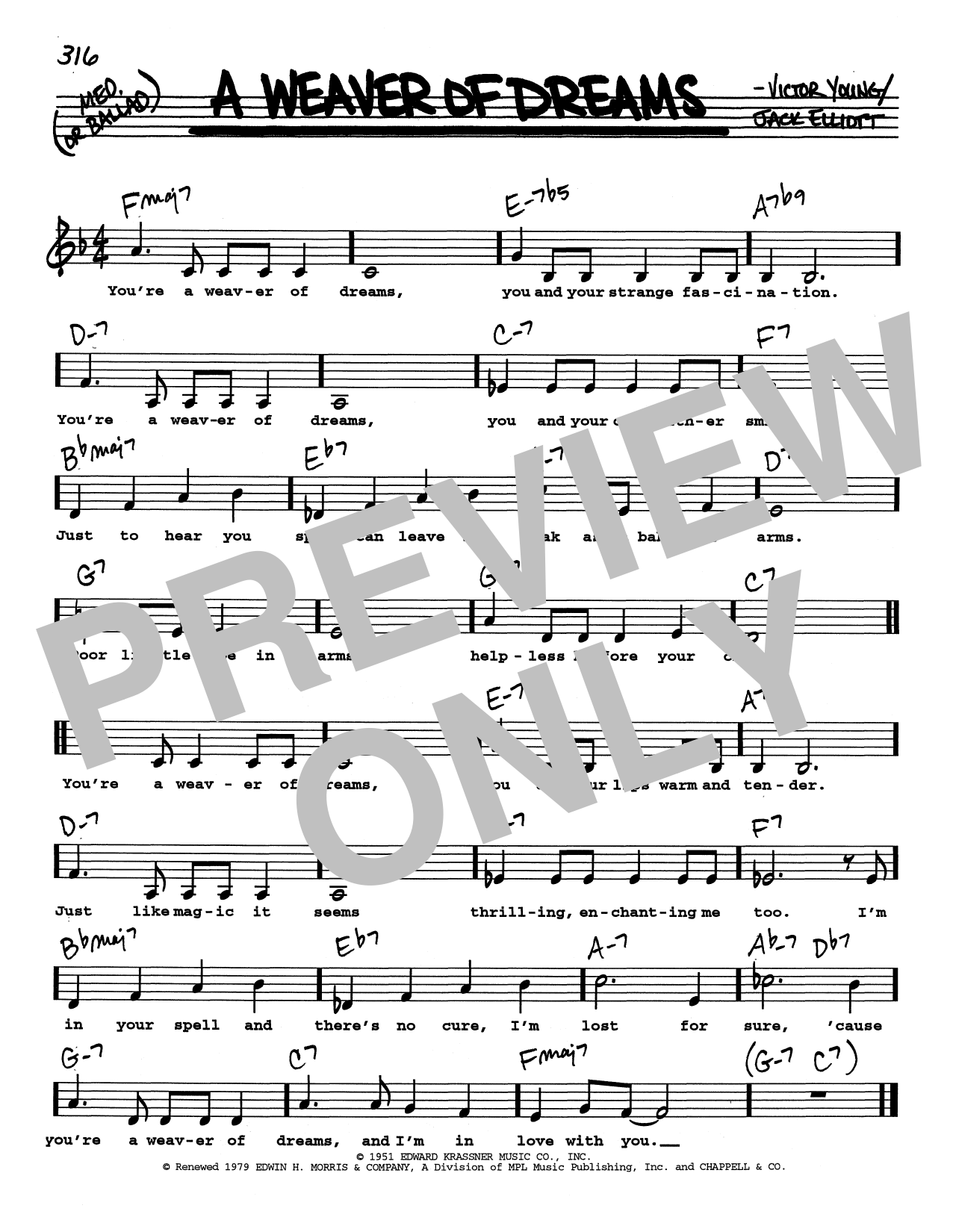 Victor Young A Weaver Of Dreams (Low Voice) sheet music notes printable PDF score